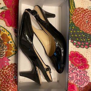 Black patten leather heel w/ strap size 7.5